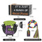 Witches Cauldron Sign Tiered Tray Decor Bead Garland Faux Book Stack
