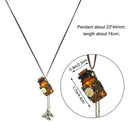 Cord Sweater Chain Carved Flower Glass Flask Pendant Wishing Bottle Necklace