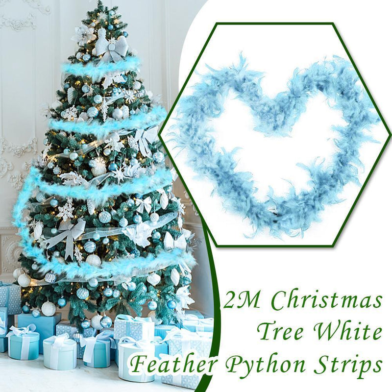 2M Christmas Tree Blue Feather Boa Strip Xmas Ribbon Wedding Garland Decor,`