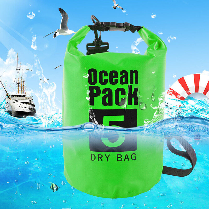 Waterproof Dry Bag Pack Sack Swimming Kayaking River Trekking (5L Green) Newly