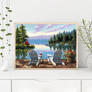 Paint By Numbers Kit DIY Early Morning By Sea Colouring Oil Picture Craft