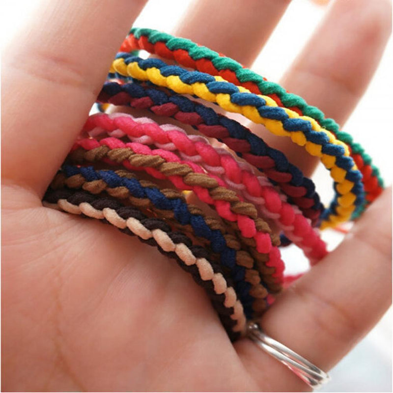 Wave Braided Random Color Hairband Ponytail Holder Elastic Rubber Hair Rope