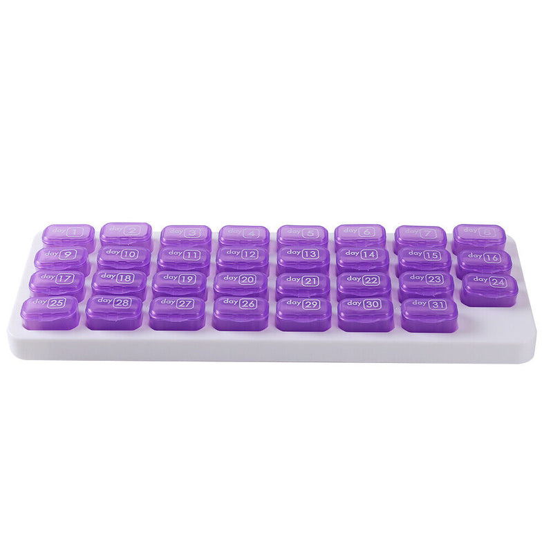 31 Grids Pill Box Case One Month Pill Medicine Container Organizer (Purple)