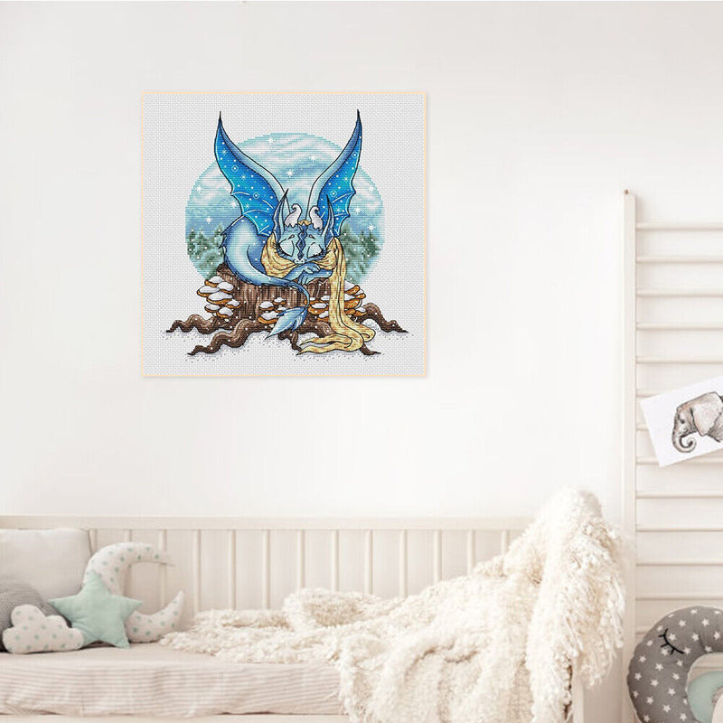 14CT Counted Full Cross Stitch DIY Cartoon Dragon Hand Paint Room Decor 40x40cm