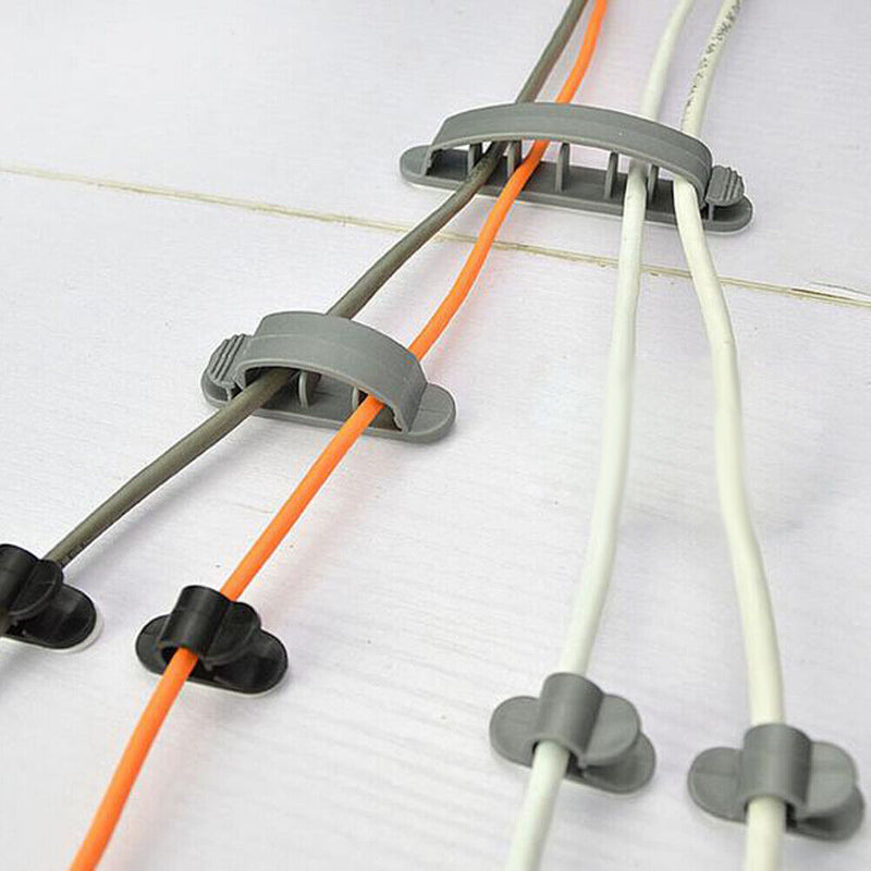 10Pcs Cable Cord Wire Line Organizer Plastic Clips Ties Fixer Holder Black