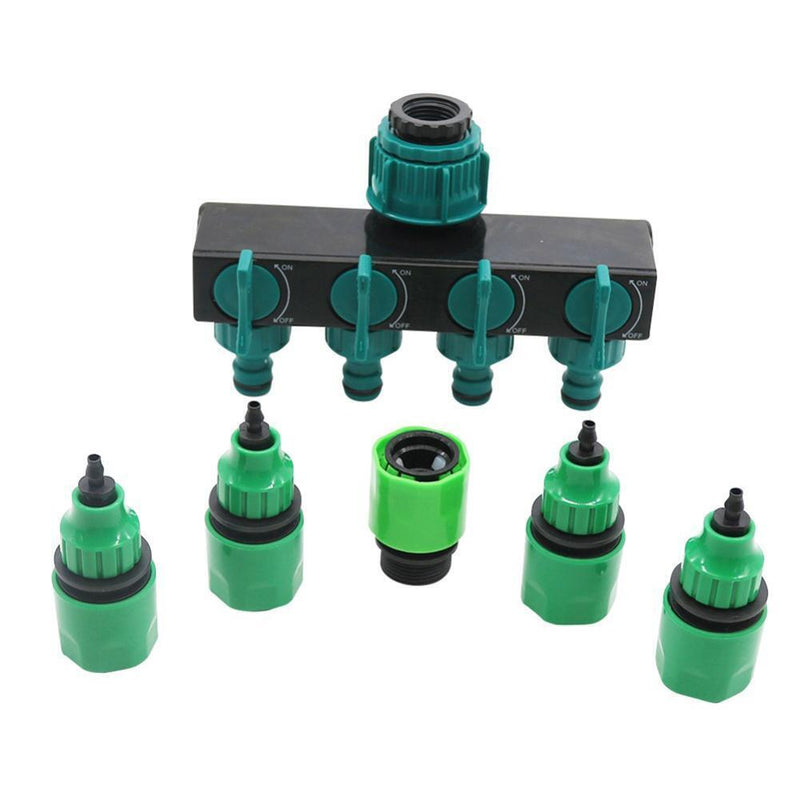 Garden Drip Irrigation 4 Way Tap Hose Pipe Splitter (with Quick Connector)
