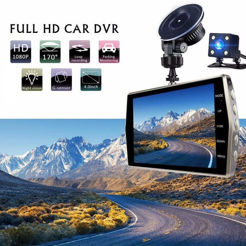 4" 1080P HD Dual Lens Car DVR Front and Rear Camera Dash Cams Video Recorders