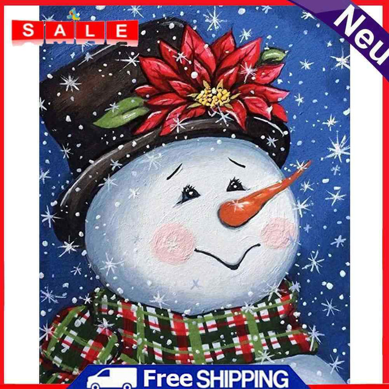 5D Rhinestone Pictures DIY Shy Snowman Full Round Drill Art Diamond Painting Kit