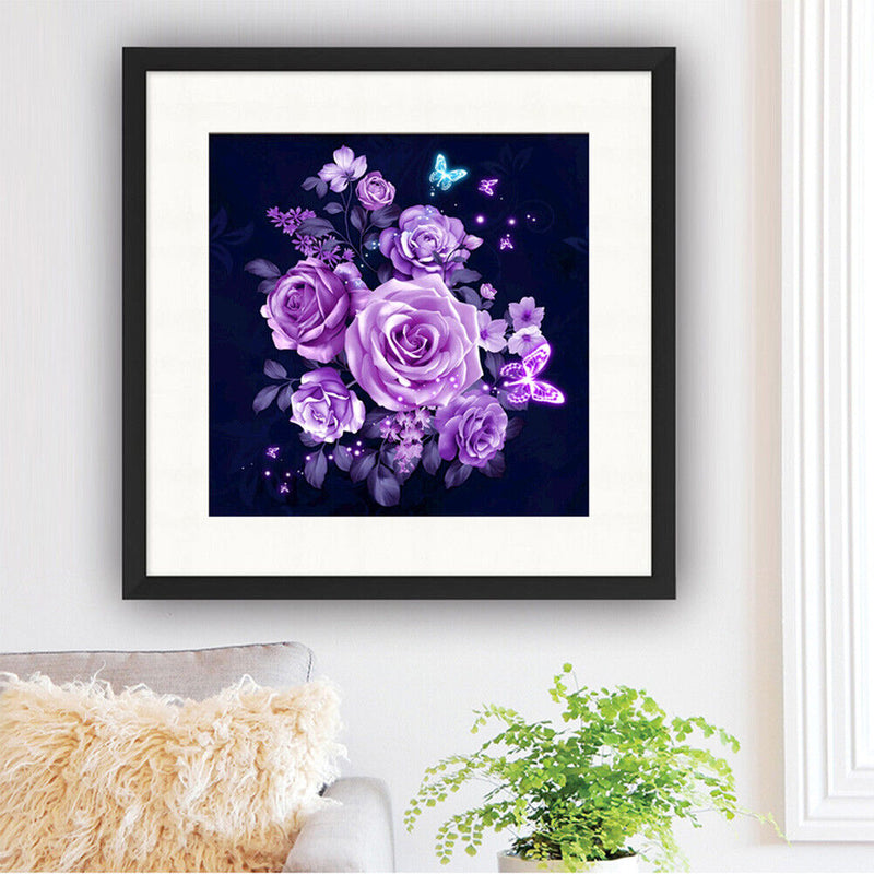 Purple Rose 5D Diamond Painting Embroidery DIY Cross Stitch Home Decor Newly