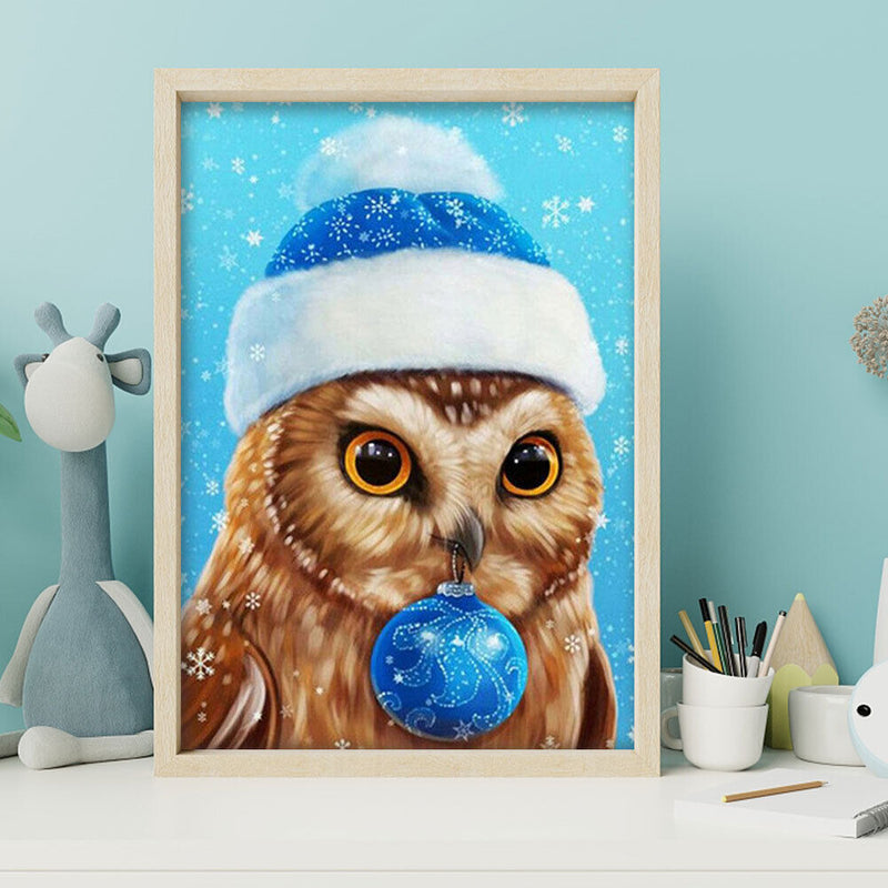 5D DIY Diamond Drawing Kits Full Round Drill Blue Christmas Ball Owl Wall Decor