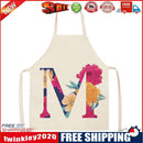 Flower M Printed Linen Apron Waterproof Kitchen Cooking Bibs (82x68cm)