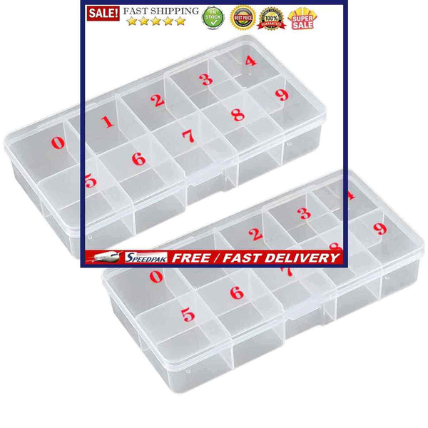 Nail Tip Box - 2 Pack Empty Spaces Storage Case Nail Art Organizer Containe