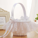 Flower Girls Basket Lace Bowknot Wedding Decoration Storage Container Supplies