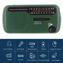 Solar Hand Crank Radio AM/FM Radio with LED Flashlight for Outdoor (Green) Newly