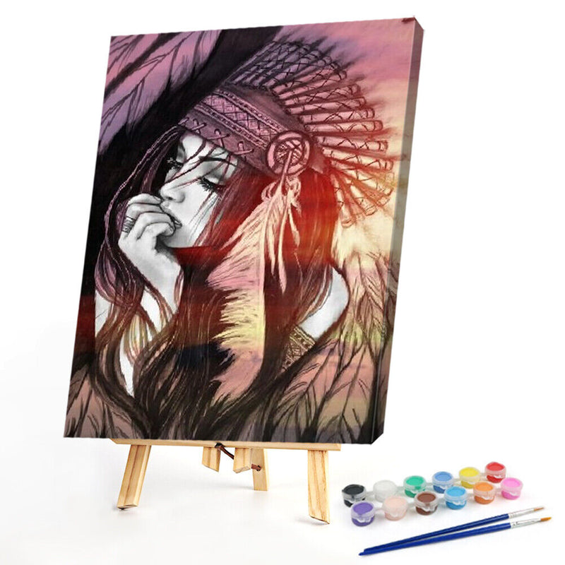 Indigenous Girl Oil Paint By Numbers Kits Canvas DIY Picture Hand Painted