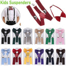 Hair Bow Set Baby Elastic Braces Cow Tie Belts Printed Bow Tie Kids Suspenders