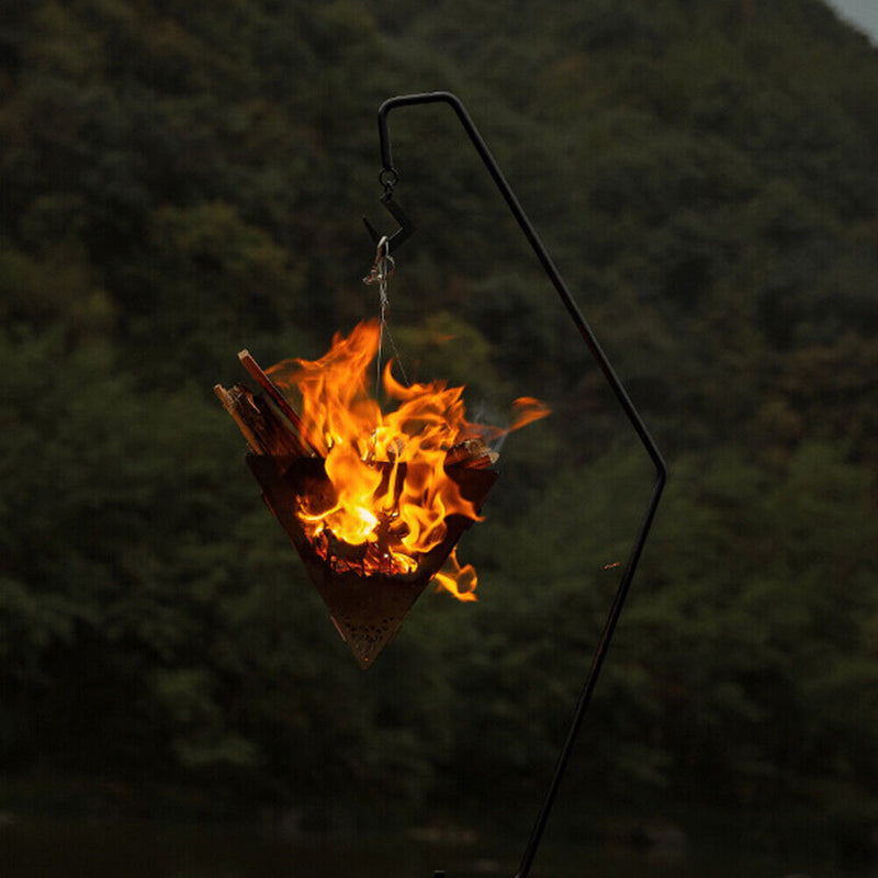 Outdoor Camping Picnic BBQ Stainless Steel Campfire Hanging Triangle Stove Set