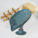 Leaf Shape Soap Drain Holder Punch-Free Toilet Bathroom Tray (Light Blue)