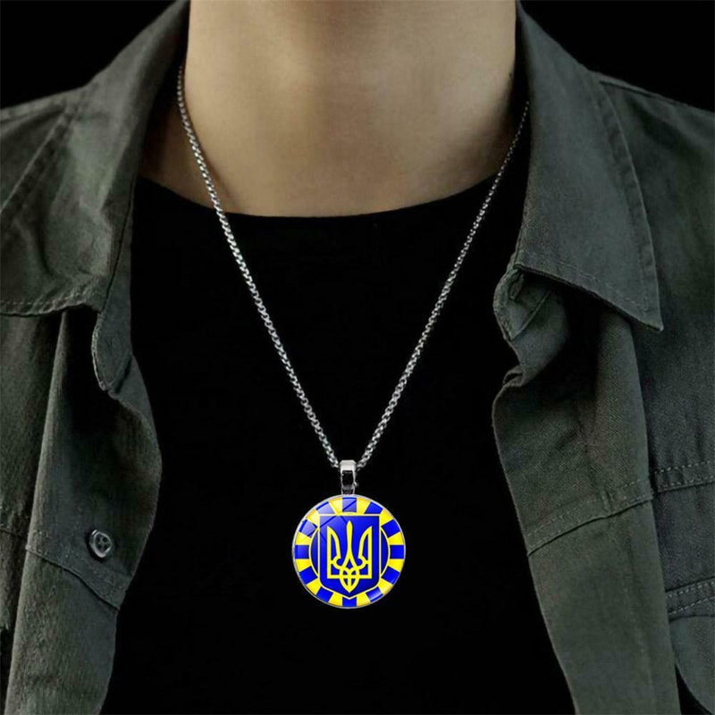 Women Men I Stand with Ukraine Charm Pendant Ukrainian Flag Ukraine Necklace