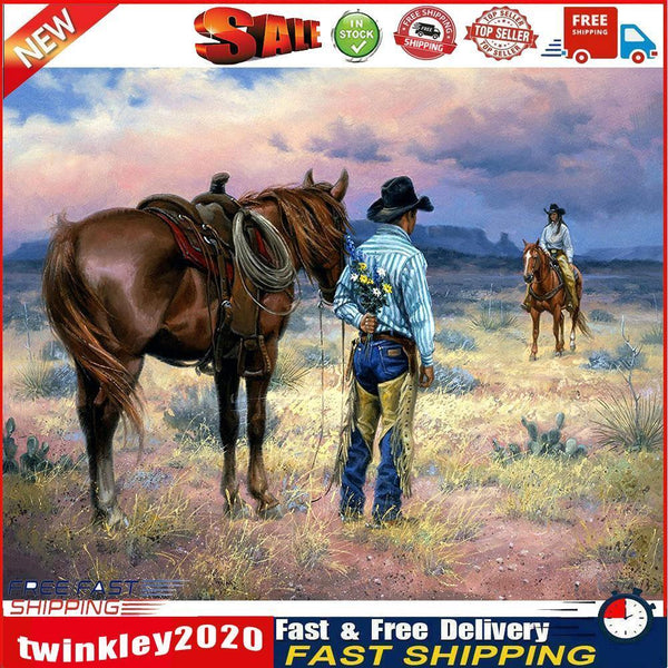 Cowboy Couple Oil Paint By Numbers Kits Canvas Picture Wall Art DIY Craft Newly