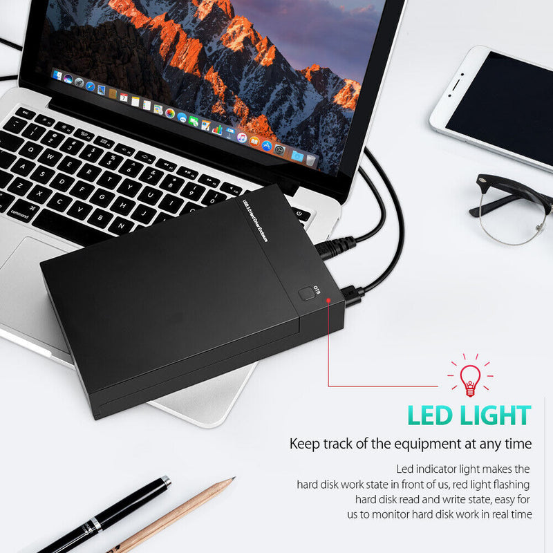 396U3 USB 3.0 to SATA III 2.5 3.5 inch HDD SSD Hard Drive Enclosure (UK)