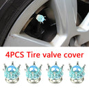 4pcs Universal Crown Car Tyre Valve Caps Dustproof Valve Cover Cap (Blue)