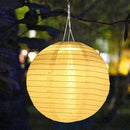 8 inch LED Round Solar Lantern Waterproof Pendant for Garden Decor (White) Newly