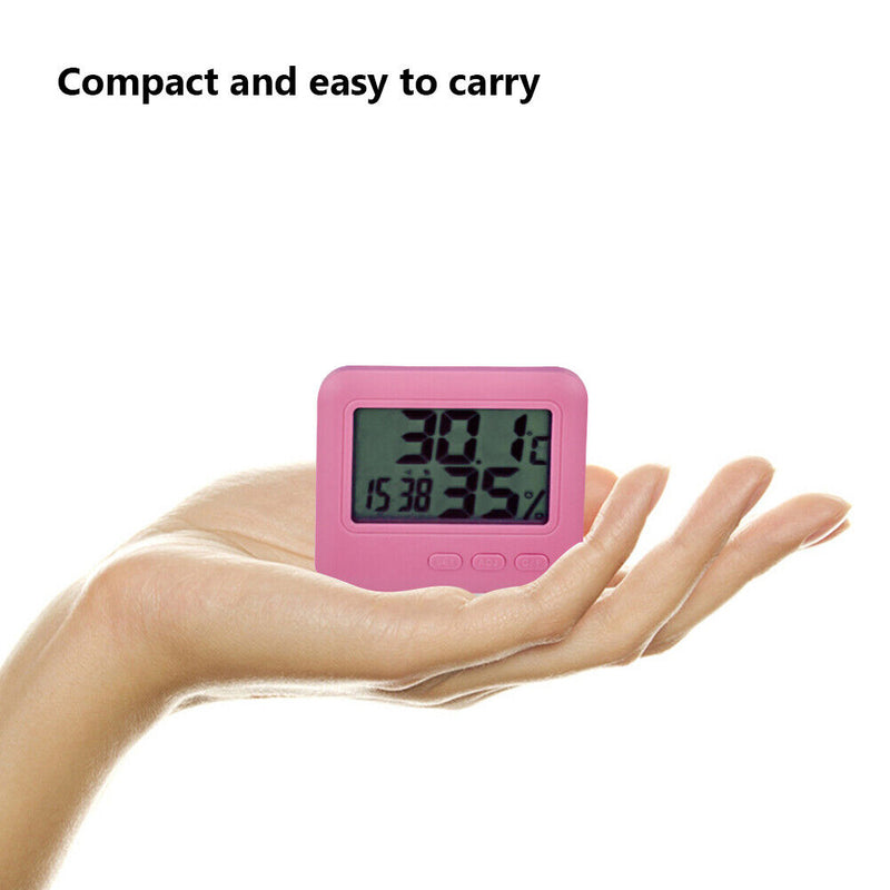 Thin Digital Thermometer Hygrometer LCD Temperature Humidity Meter (Red)