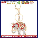 Crystal Rhinestone Elephant Key Chains Women Bag Car Pendant Keyring(Red)