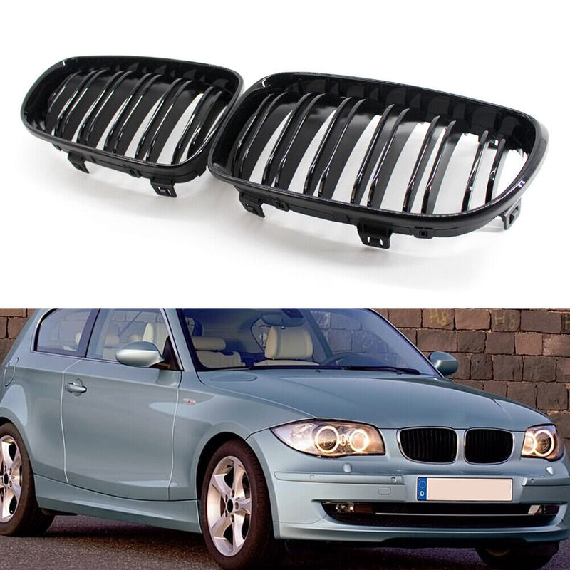 Black Double Slat Kidney Gloss Grill for  E82 Coupe E88 Cabriolet 1 Series