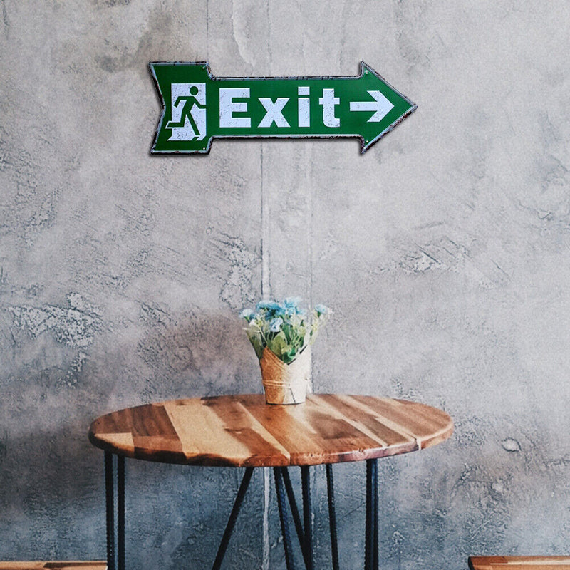Special Shape Arrow Exit Metal Signs Retro Waterproof Door Hanging Board Newly