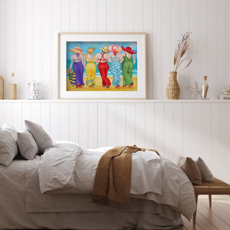 Women on Beach Colouring Oil Canvas Picture DIY Hand Painted Paint By Number Kit