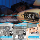 Digital Electric Radio Alarm Clock Desk Projector Mirror Time Snooze Clock Decor
