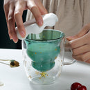 Transparent Glass Christmas Tree Creative Mug Water Bottle Milk Cup With Cover