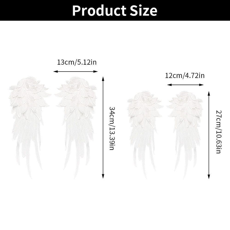 DIY Crafts White Embroidery Sewing Flower Collar Patch Angel Wing Applique