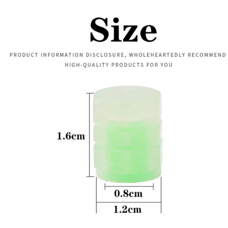 4x Tire Valve Caps Luminous Cars Vehicle Wheel Prank Valve Caps Glow Dust Cover