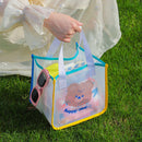 Women Cute Bear Shoulder Bag Summer PVC Clear Jelly Travel Daily Shopping Bag