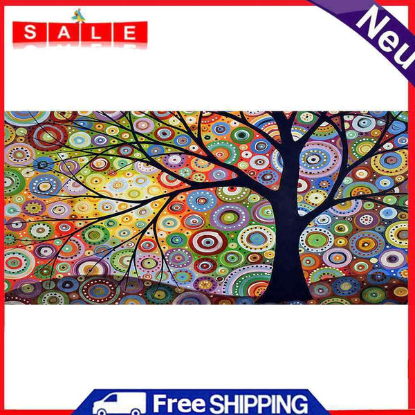Color Tree Oil Paint By Numbers DIY Canvas Wall Picture Craft Home Decorations