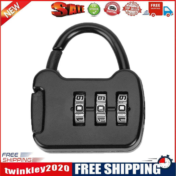 Zinc 3 Digit Code Combination Password Lock Mini Carrying Case Lock (Black)