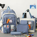 4pcs Children School Backpack Sets Women Bookbag School Bags for Teens Girls