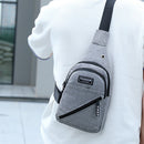 Double Zippers Solid Color Chest Bags Men Outdoor Sports Nylon Crossbody Bags