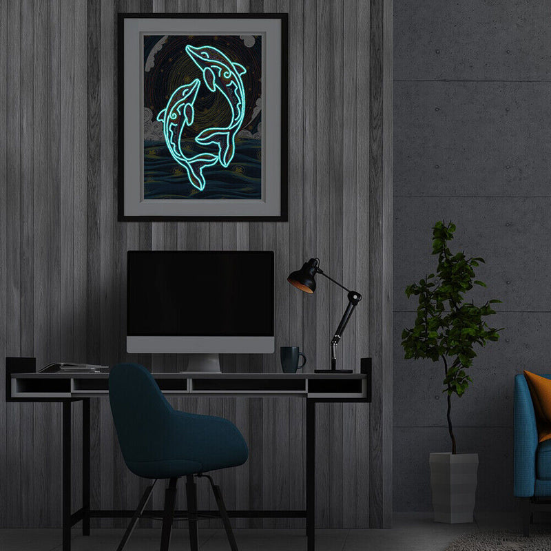 Diamond Painting Kits Dolphin Luminous Part Special-Shaped Drill Handicraft
