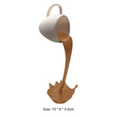 Suspended Floating Coffee Cup Sculpture Pouring Mug Home Decor (Brown) Newly
