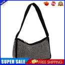 Casual Rhinestone Shoulder Bag Women Diamond Suede Underarm Handbag (Black)