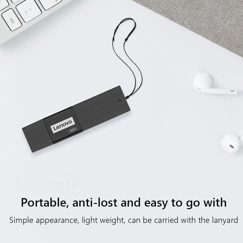 Lenovo D221 TF Memory Card Reader USB2.0 Dual Slot PC 2 TB Digital Adapter Newly