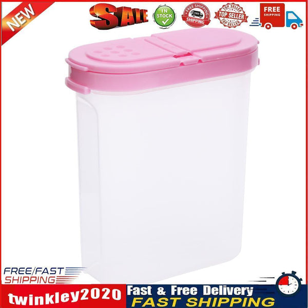Clear Seasoning Pot Cans Spice Rack 2 Lid Condiment Bottles Box(Pink) Newly