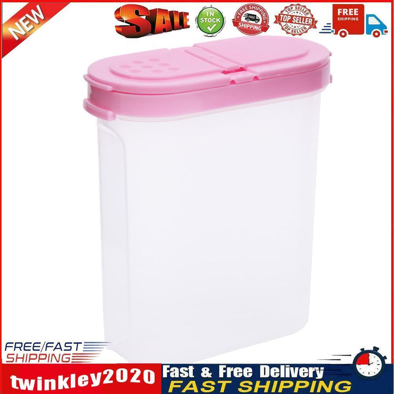 Clear Seasoning Pot Cans Spice Rack 2 Lid Condiment Bottles Box(Pink) Newly