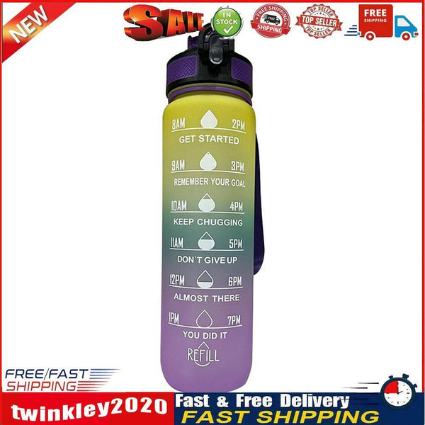 1L Sports Water Bottle with Marker Large Capacity Fitness Drink Cups (B) Newly