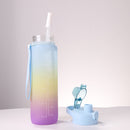 Outdoor Water Bottle with Straw BPA Free Gradient Sport Drinking Cup (Blue)