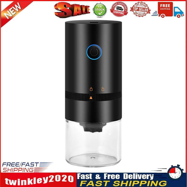 Electric Coffee Grinder USB Rechargeable Auto Cafe Beans Grinding (Black) Newly